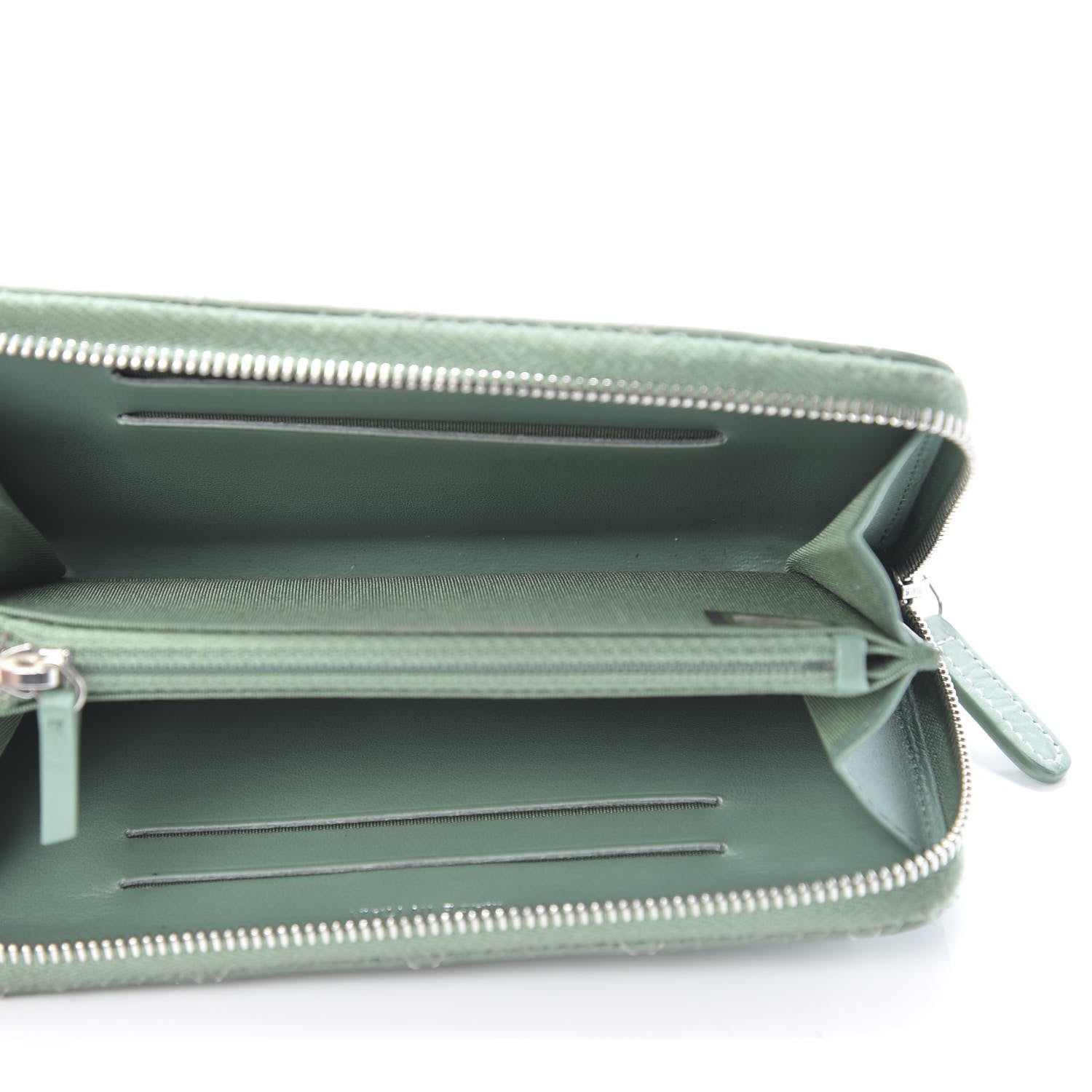 Chanel Faded Patent Calfskin Quilted Small Zip Around Wallet Green 5 of 13