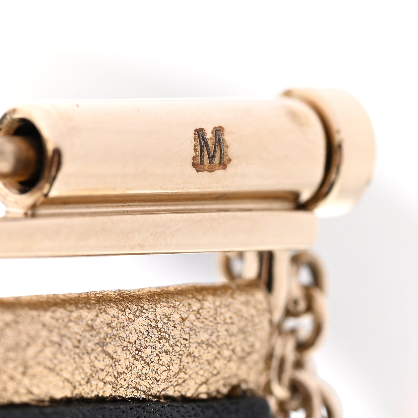 Metallic Calfskin Scale CC Cuff Bracelet M Gold