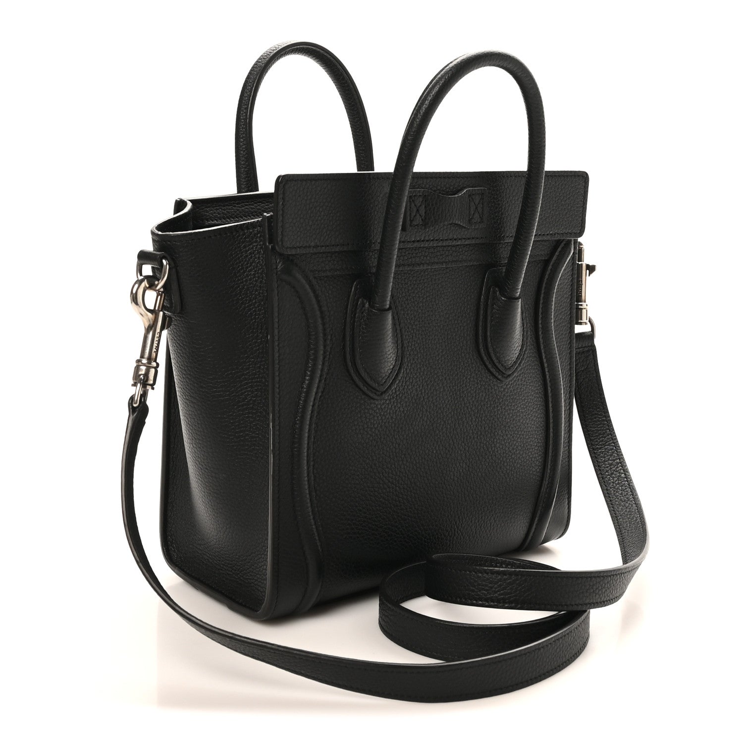 Celine Drummed Calfskin Nano Luggage Black 3 of 10