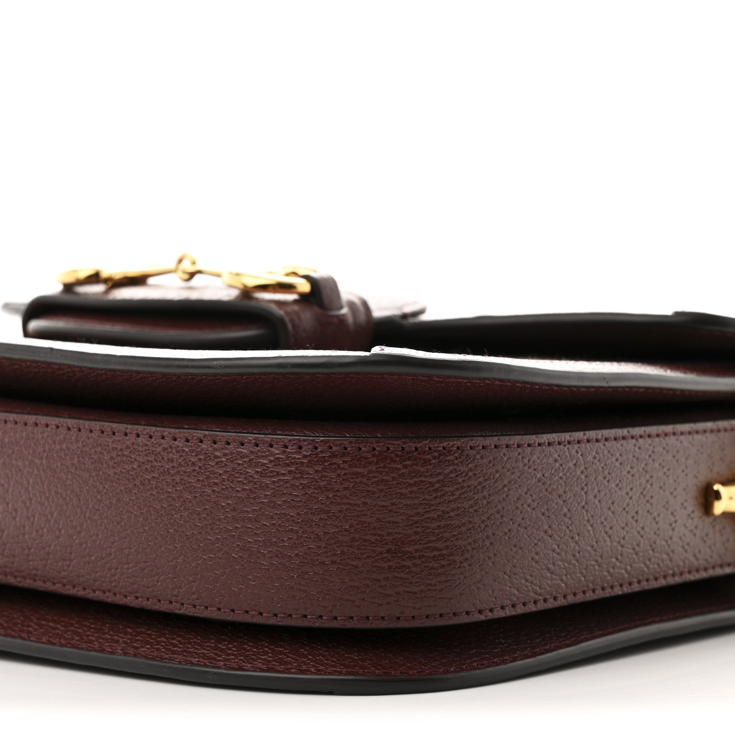 Gucci Monogram Textured Dollar Calfskin Horsebit 1955 Shoulder Bag Sahara Rubino Chardonnay 10 of 10