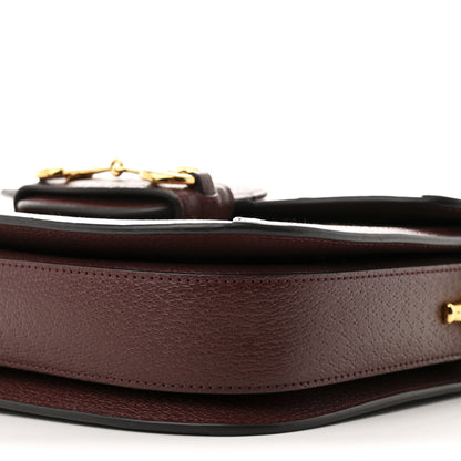 Gucci Monogram Textured Dollar Calfskin Horsebit 1955 Shoulder Bag Sahara Rubino Chardonnay 10 of 10