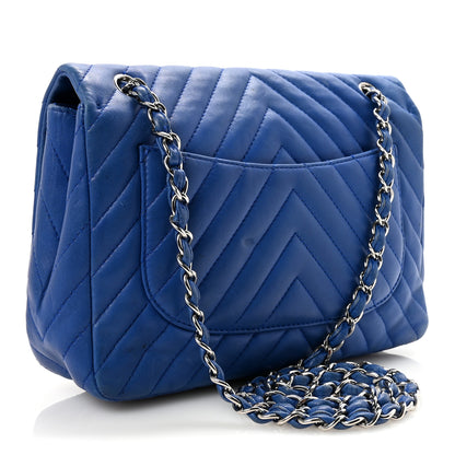 Chanel Lambskin Chevron Quilted Maxi Single Flap Blue 3 of 11