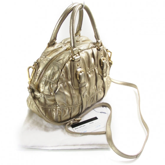 Nappa Gaufre Dome Satchel Platino