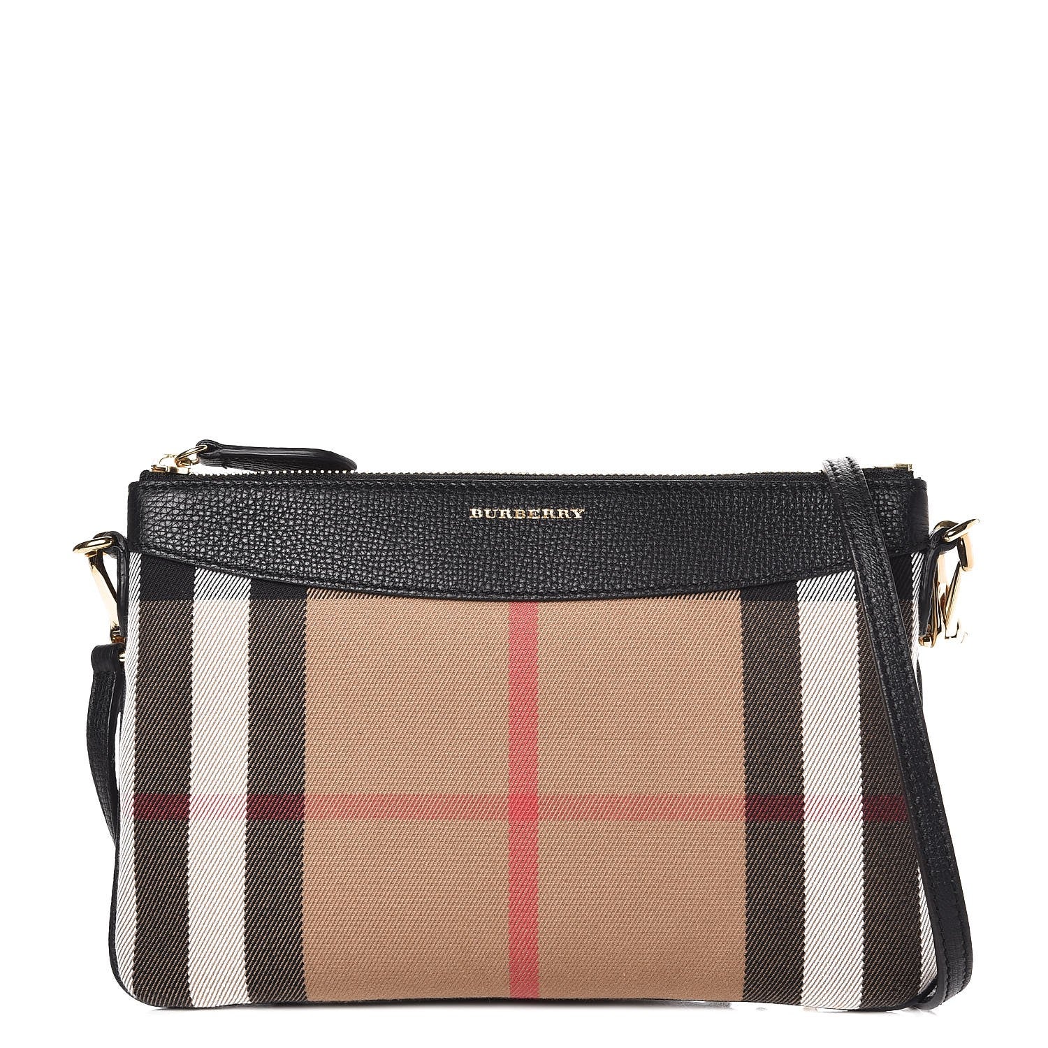 Burberry House Check Derby Peyton Crossbody Clutch Bag Black 1 of 8