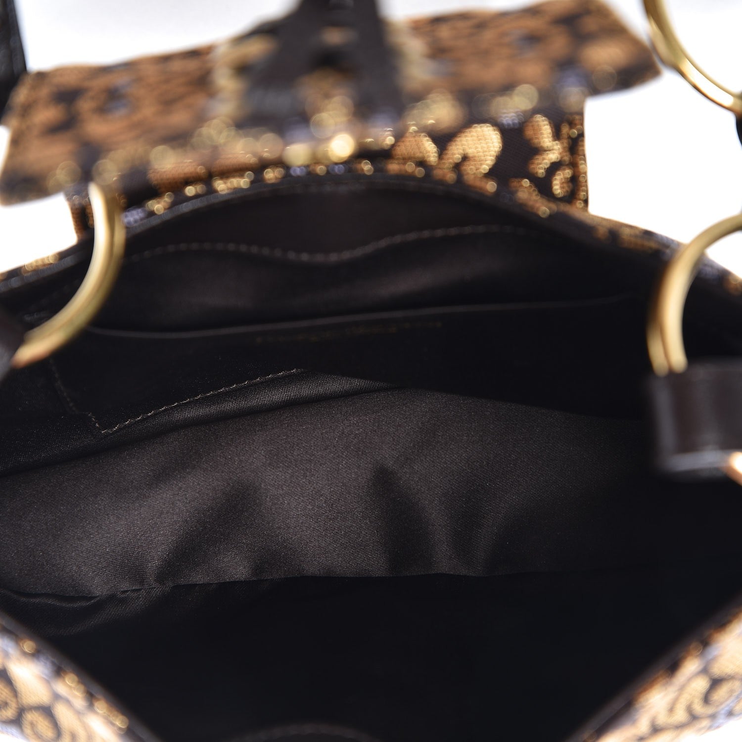 Saint Laurent Brocade Floral Chain Link Shoulder Bag Gold Black 5 of 6