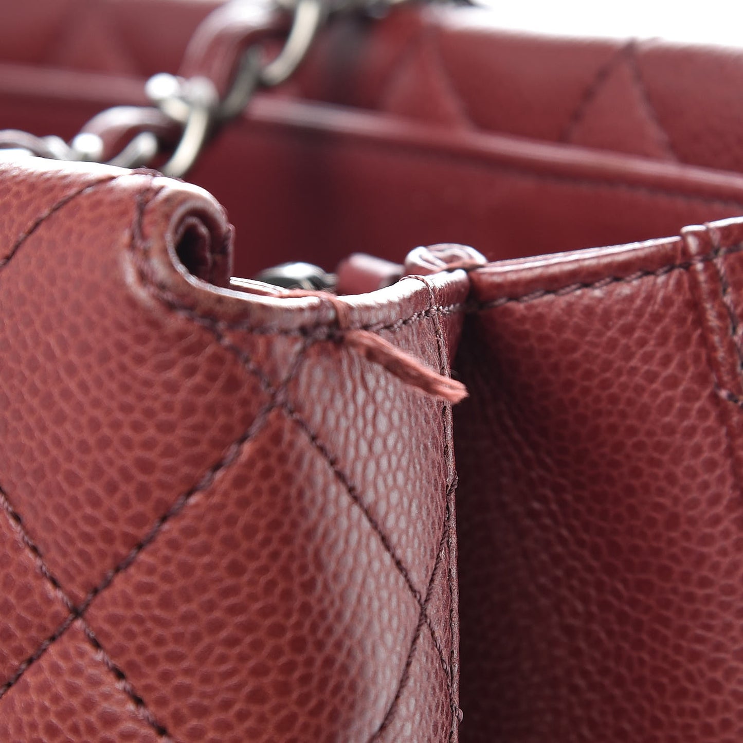 Caviar Quilted City Shopping Tote Dark Red