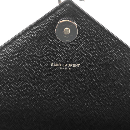 Saint Laurent Grain De Poudre Matelasse Chevron Large Monogram Satchel Black 6 of 10