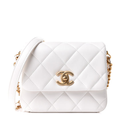 Chanel Lambskin Quilted Mini Side Note Flap White 1 of 12