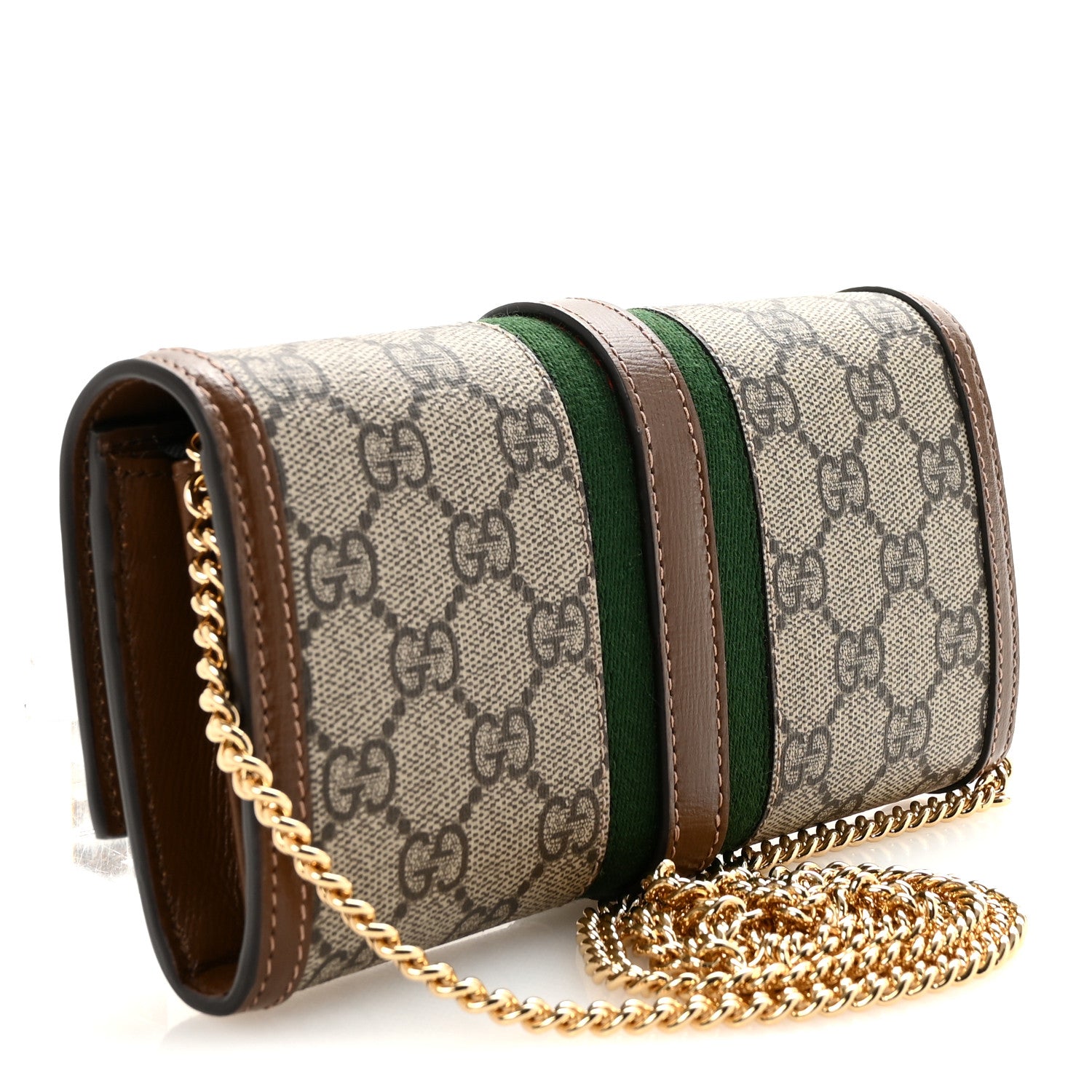 Gucci GG Supreme Monogram Azalea Calfskin Web Jackie 1961 Chain Wallet Beige Ebony Brown Sugar 3 of 10