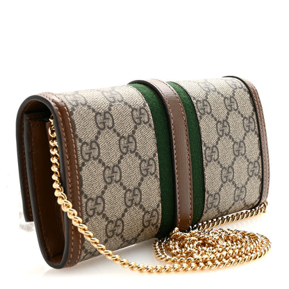 Gucci GG Supreme Monogram Azalea Calfskin Web Jackie 1961 Chain Wallet Beige Ebony Brown Sugar 3 of 10