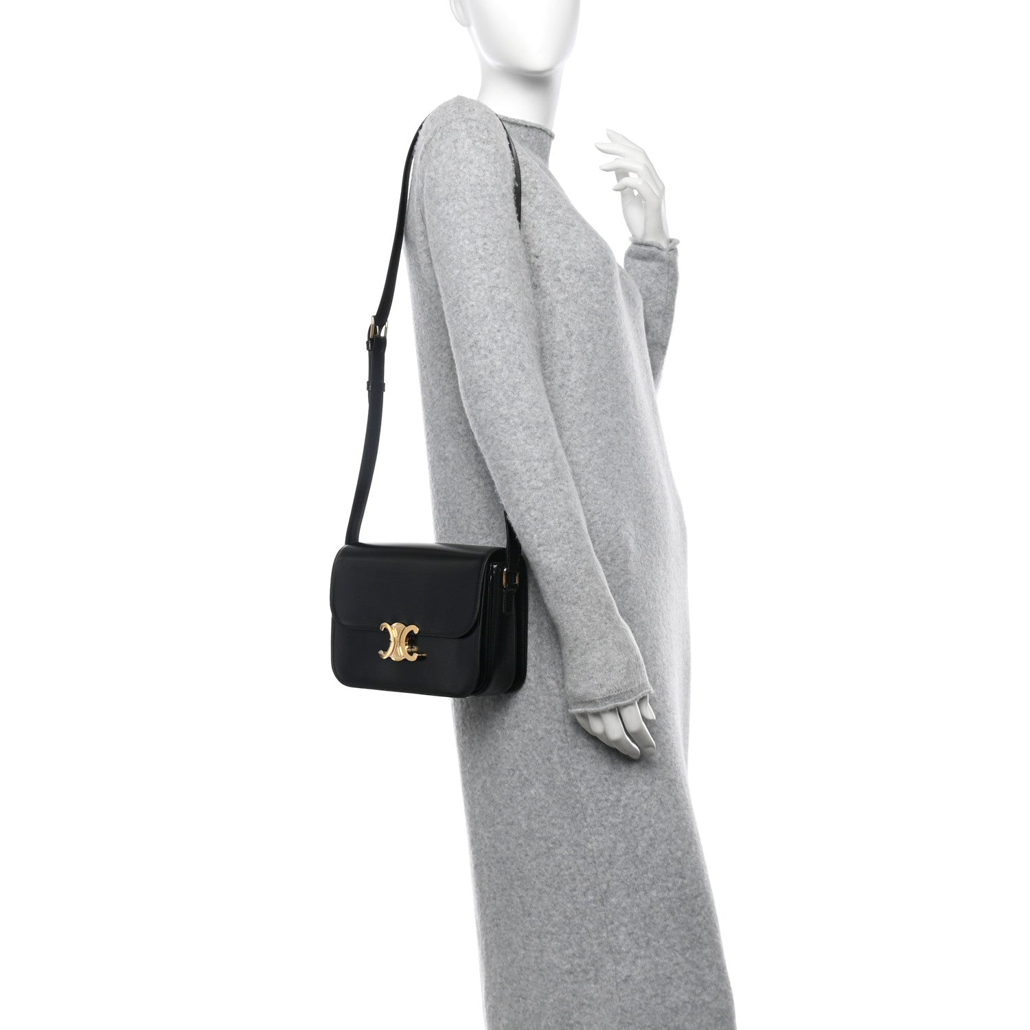 Celine Shiny Calfskin Medium Triomphe Black 2 of 10