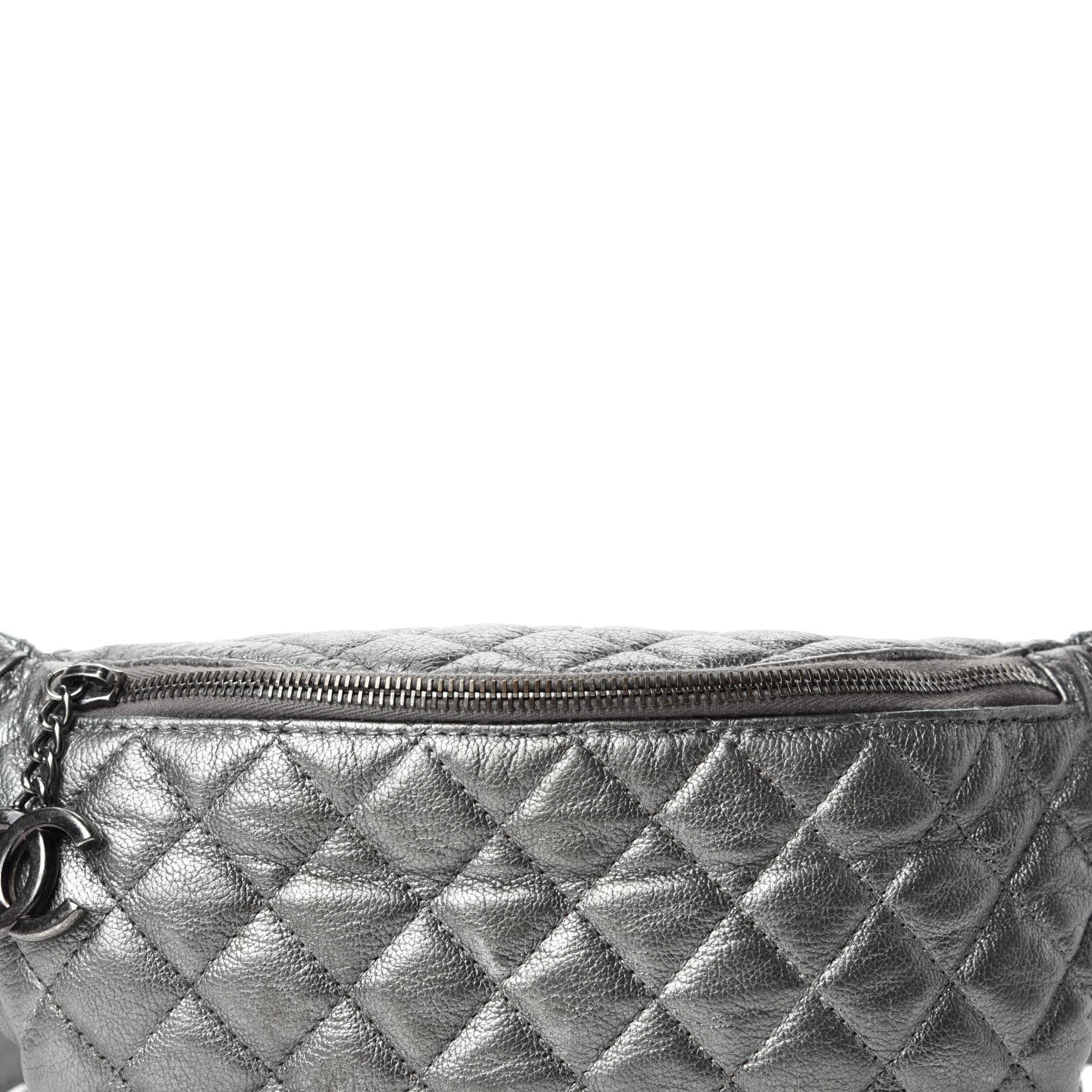 Chanel Metallic Goatskin Quilted Banane Waist Bag Fanny Pack Silver 11 of 11