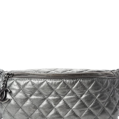 Chanel Metallic Goatskin Quilted Banane Waist Bag Fanny Pack Silver 11 of 11