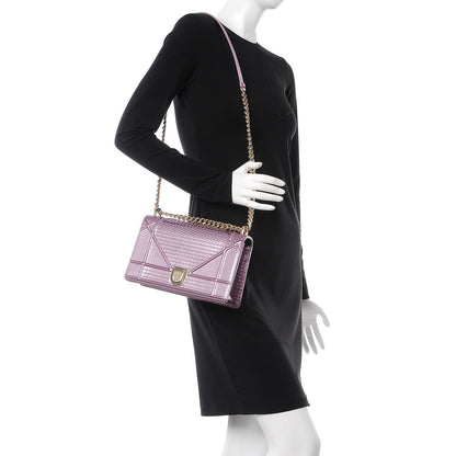 Christian Dior Metallic Patent Micro-Cannage Medium Diorama Flap Bag Pink 2 of 10