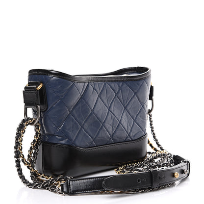 Chanel Aged Calfskin Quilted Small Gabrielle Hobo Navy Black 2 of 11