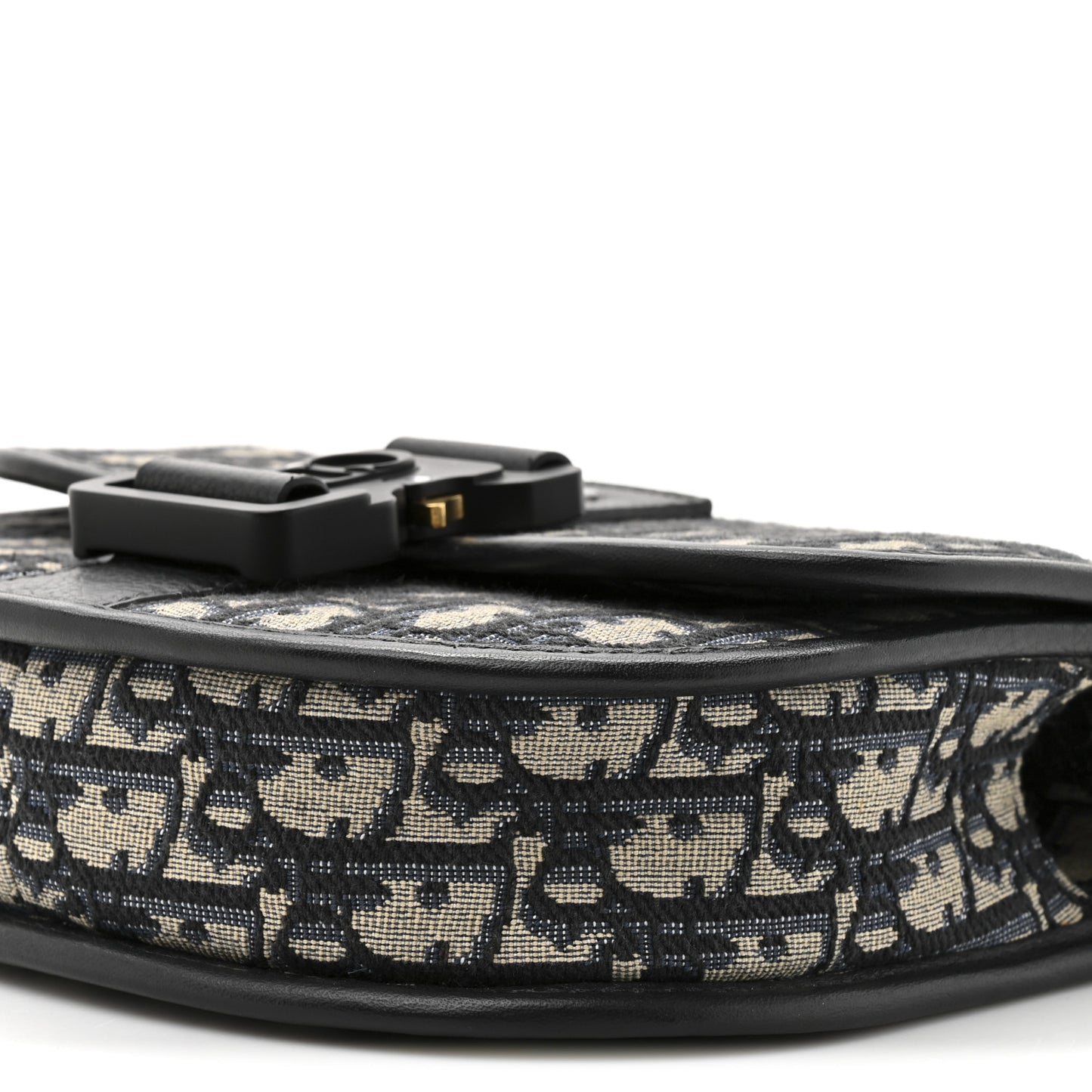Oblique Grained Calfskin Mini Gallop Bag With Strap Black Beige