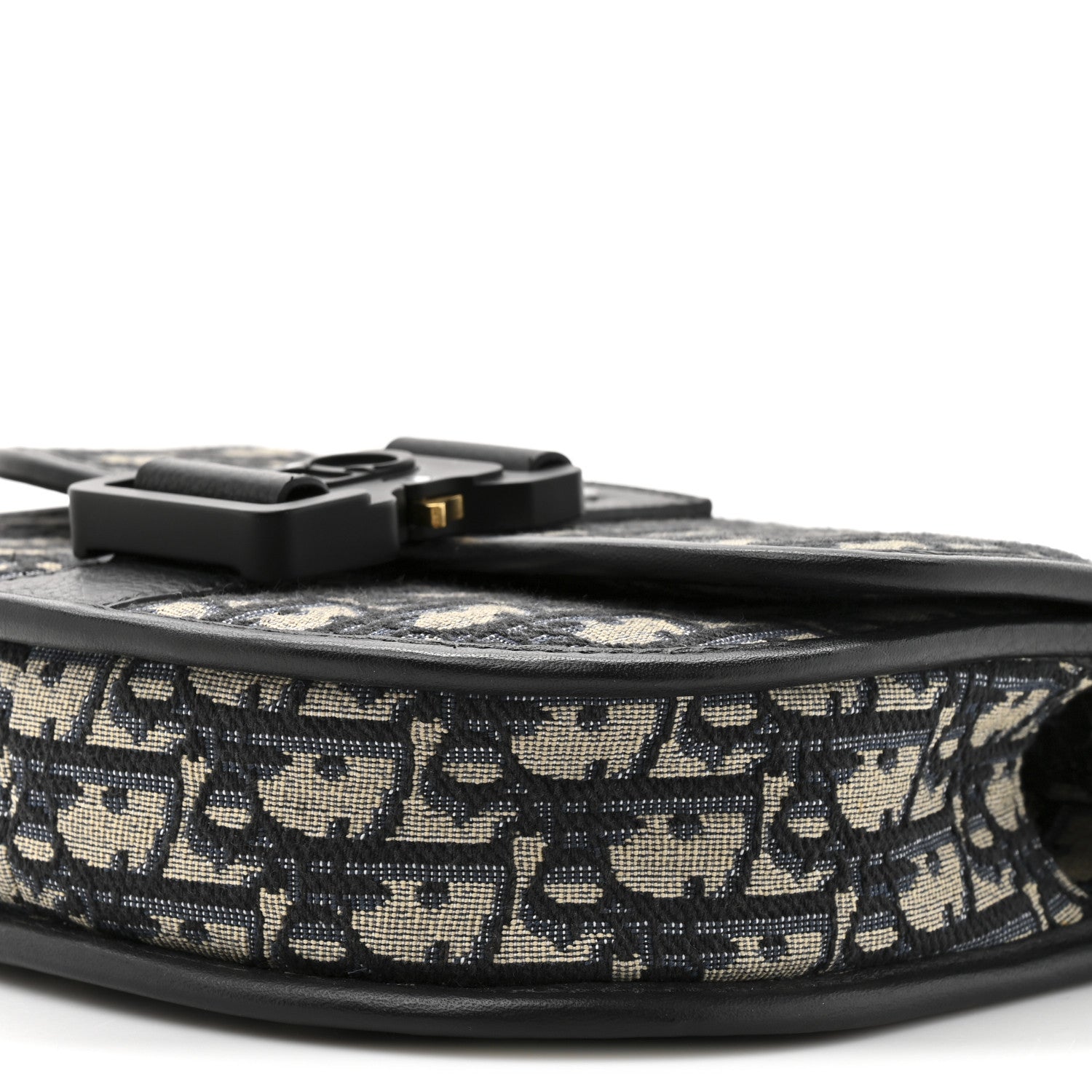 Christian Dior Oblique Grained Calfskin Mini Gallop Bag With Strap Black Beige 9 of 10