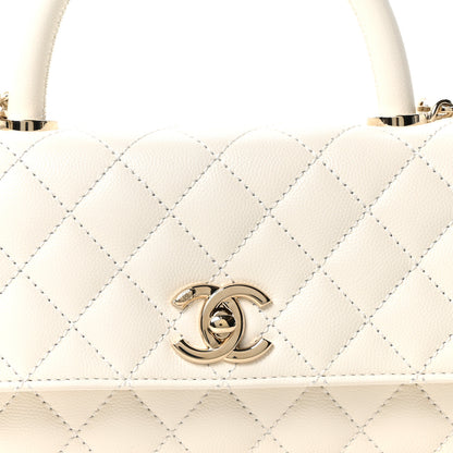 Chanel Caviar Quilted Maxi East West Coco Handle Flap White 7 of 10