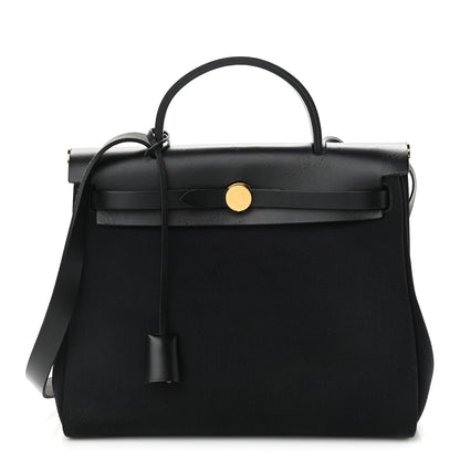 Hermes Military Toile Vache Hunter Herbag Zip PM 31 Black 3 of 12