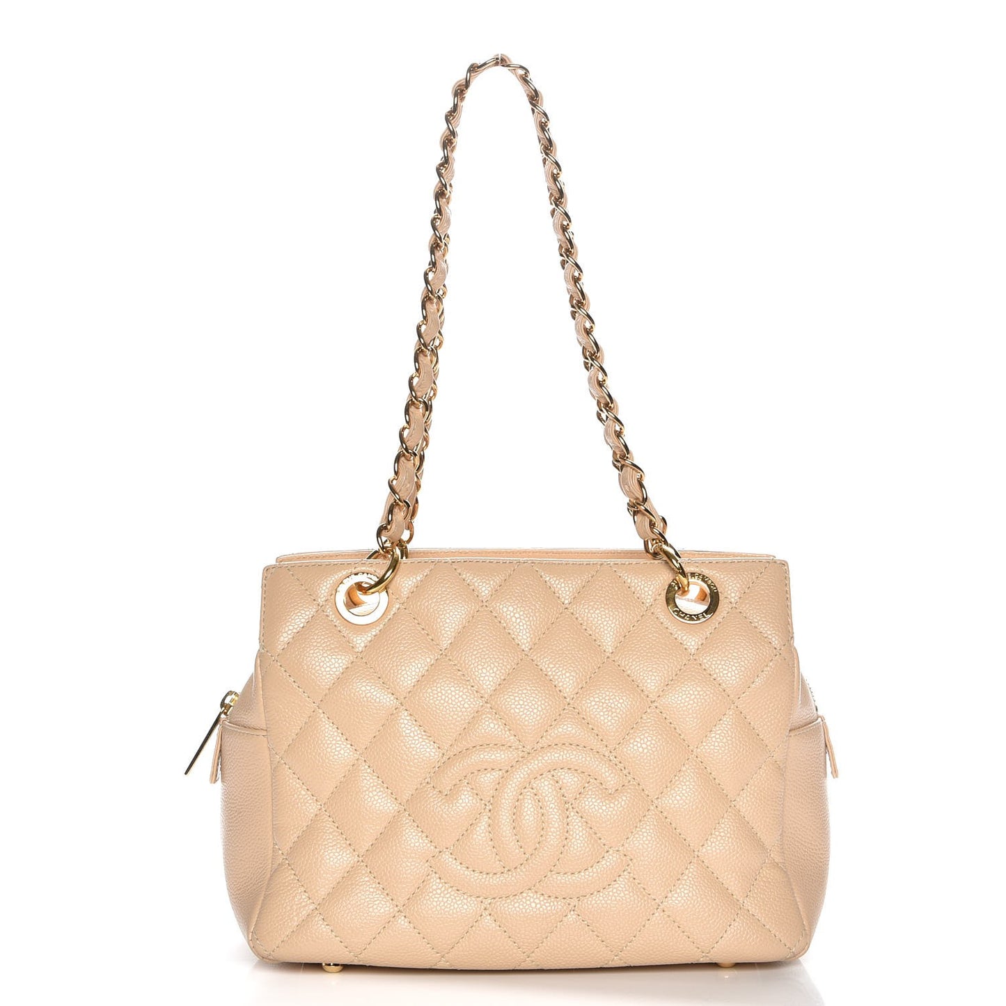 Caviar Quilted Petit Timeless Tote PTT Beige
