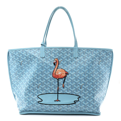 Goyard Goyardine Embroidered Flamingo Reversible Anjou PM Sky Blue 1 of 19