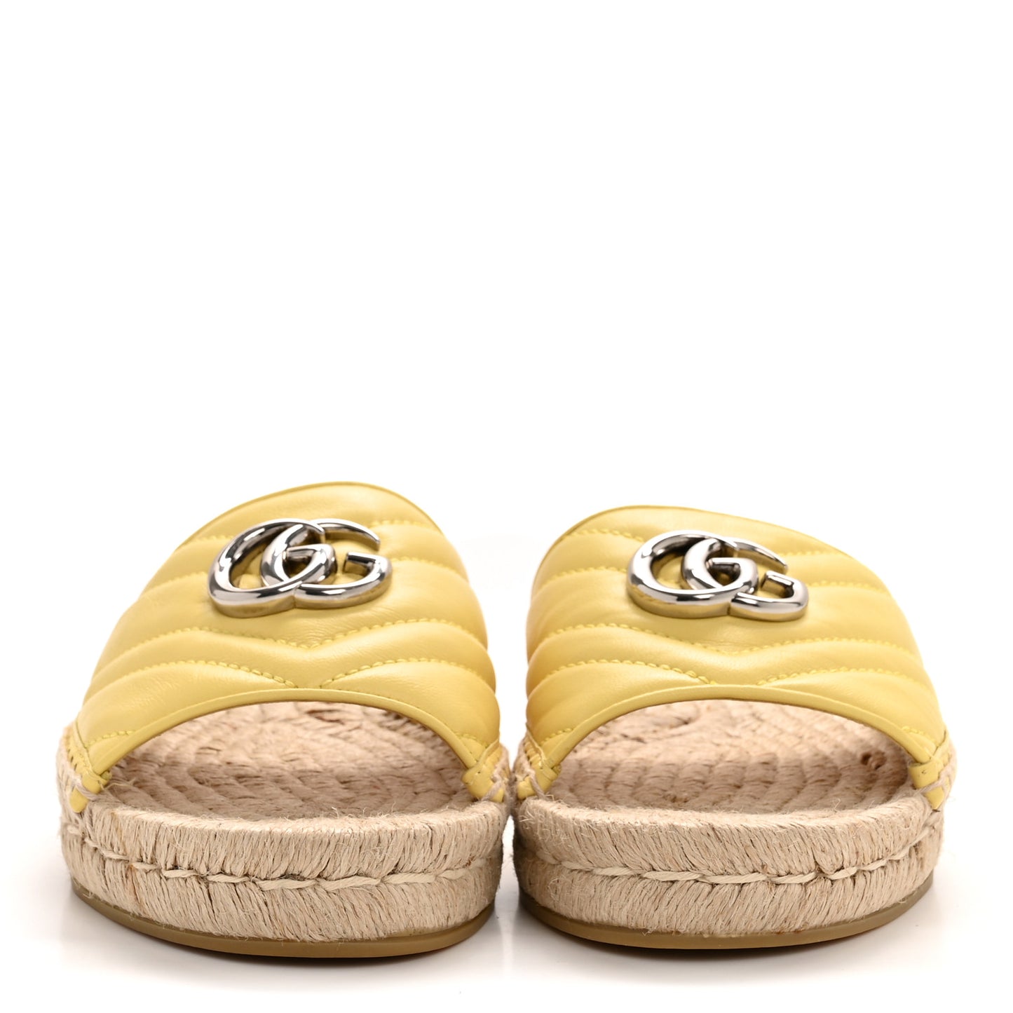 Nappa Matelasse GG Marmont Espadrille Slide Sandals 37.5 Yellow
