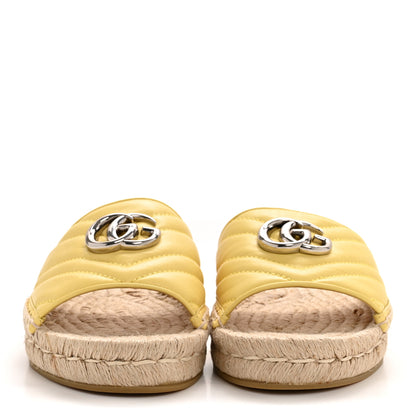 Gucci Nappa Matelasse GG Marmont Espadrille Slide Sandals 37.5 Yellow 3 of 10