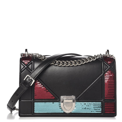 Christian Dior Lambskin Sequin Medium Diorama Flap Bag Black 1 of 7