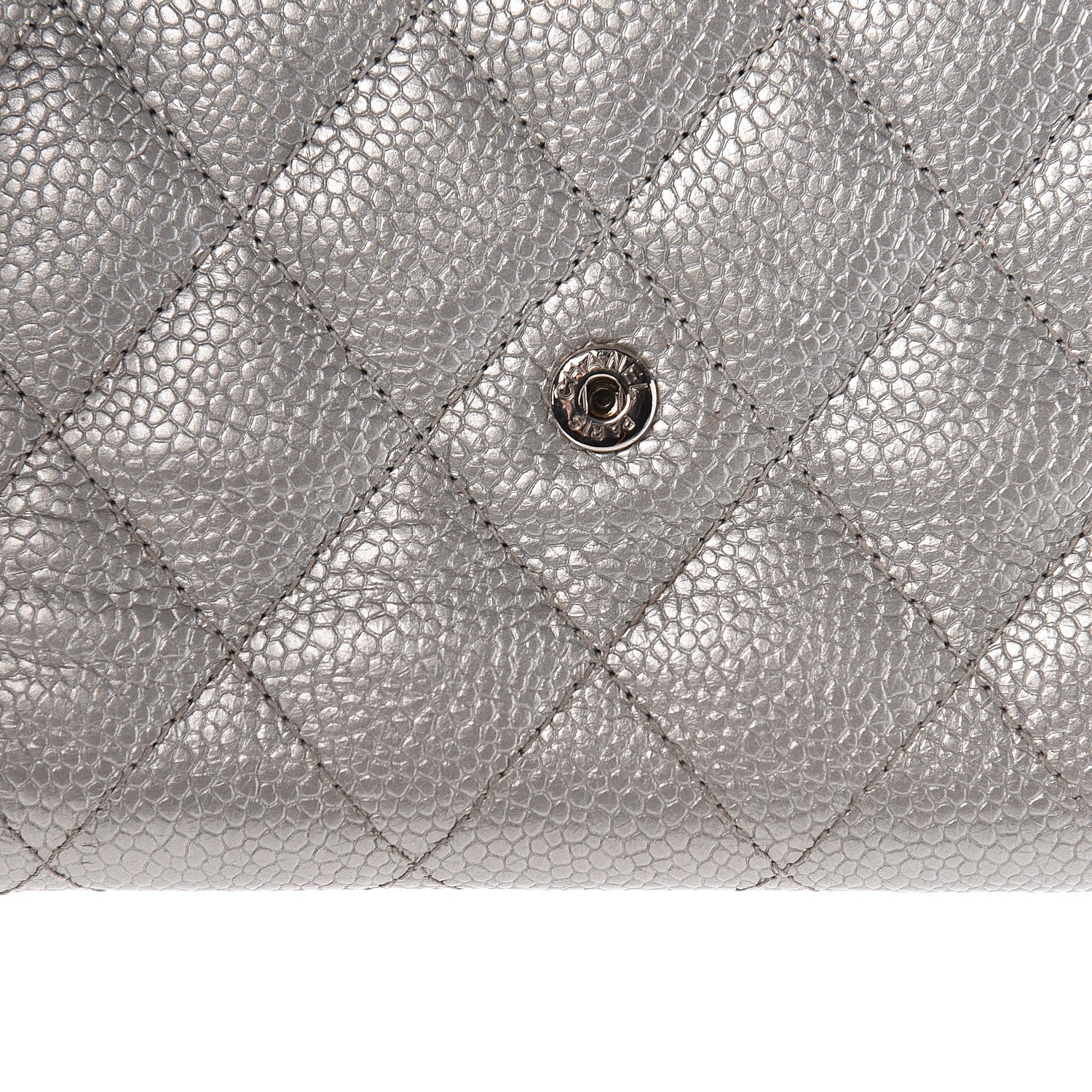 Chanel Metallic Caviar Quilted Compact Flap Wallet Silver 14 of 14