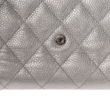 Chanel Metallic Caviar Quilted Compact Flap Wallet Silver 14 of 14