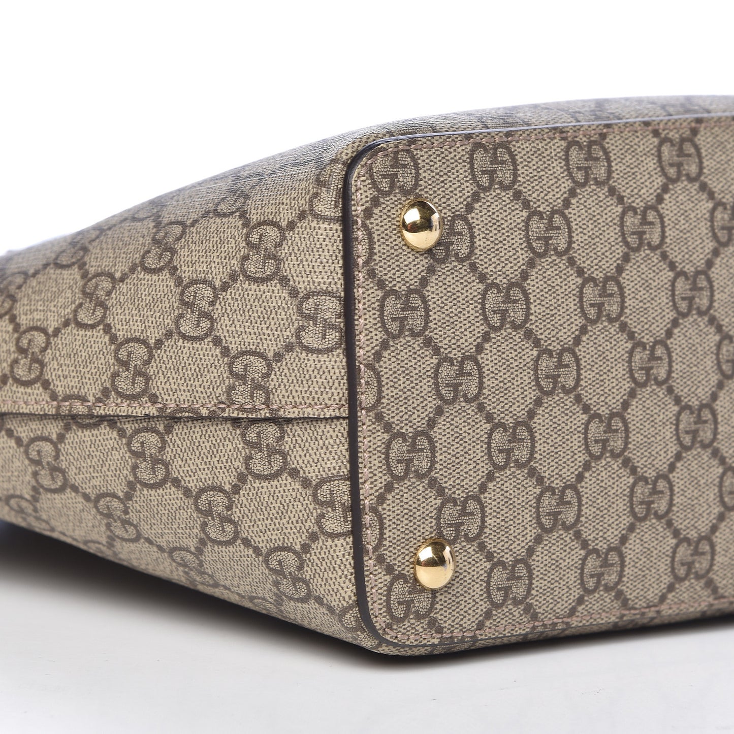 GG Supreme Monogram Medium Zippered Bucket Tote Beige Tuscany
