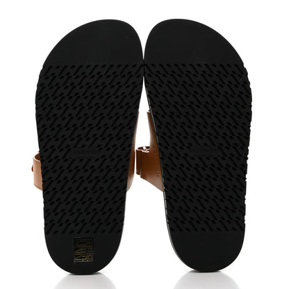Hermes Calfskin Womens Chypre Sandals 37.5 Naturel 5 of 9