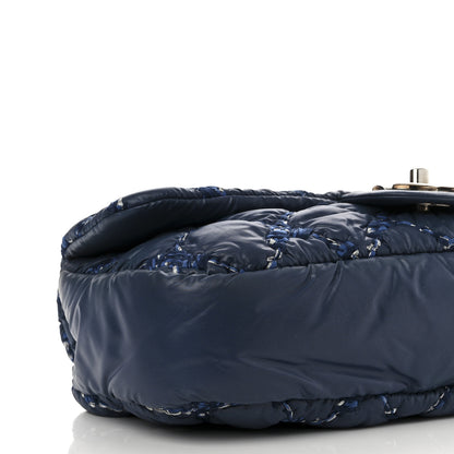 Chanel Nylon Quilted Medium Tweed on Stitch Bubble Flap Blue 9 of 11