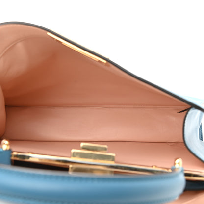 Fendi Vitello Seta Shiny Nappa Medium Peekaboo I SEE U Satchel Blue Velvet Light Rose 7 of 11