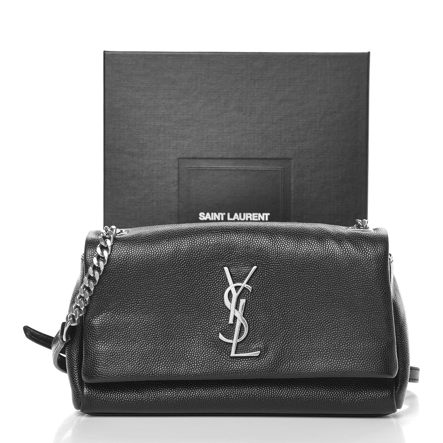 Saint Laurent Grain De Poudre Toy West Hollywood Monogram Fold-Over Bag Black 8 of 8