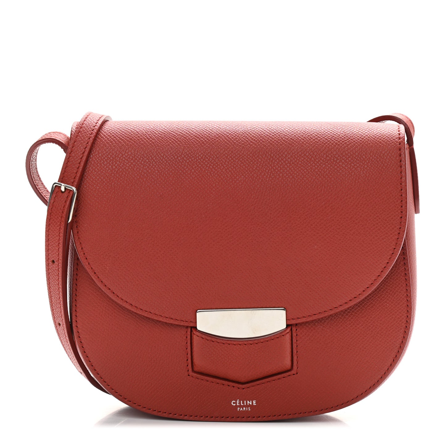 Grained Calfskin Small Trotteur Terracotta