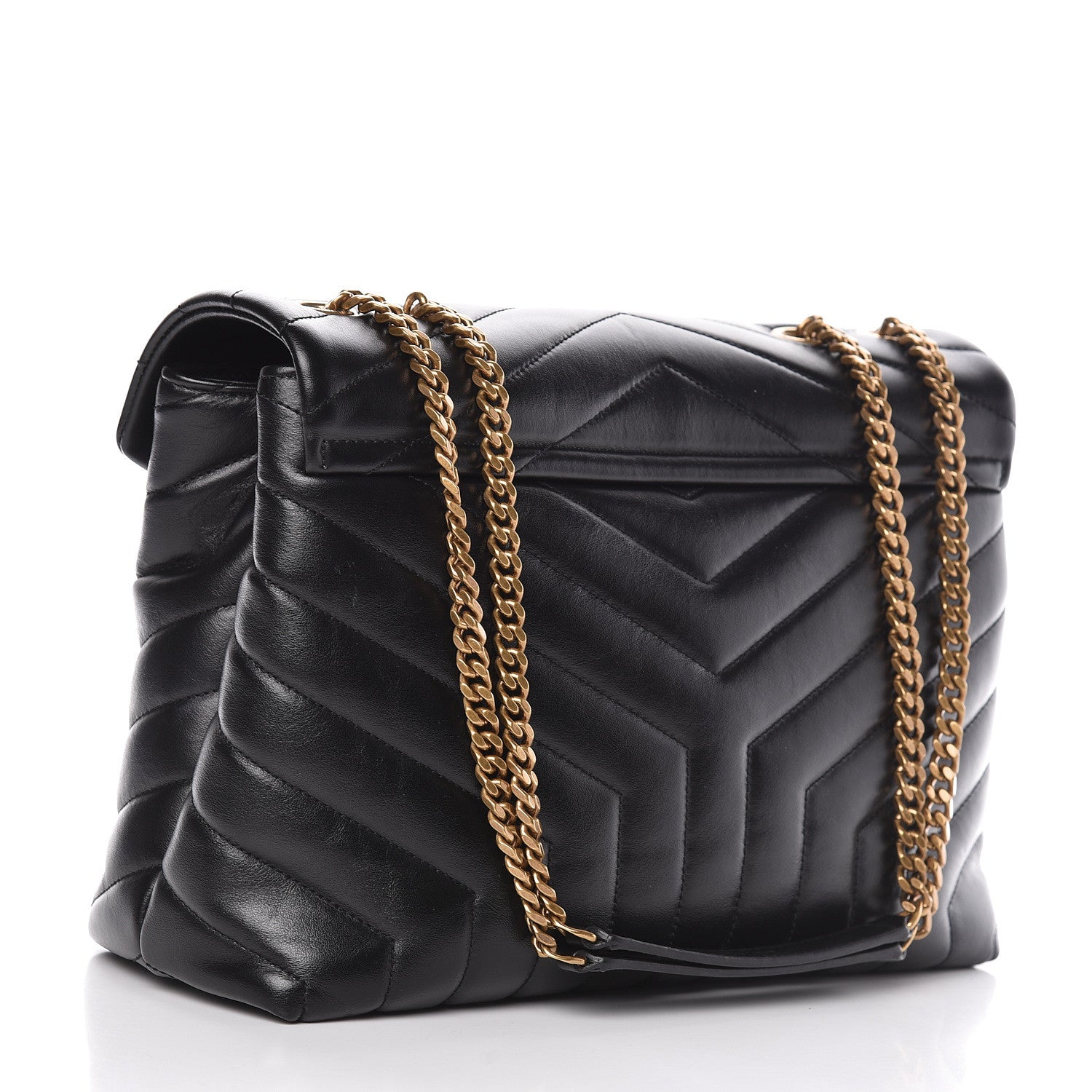 Saint Laurent Calfskin Y Quilted Monogram Medium Loulou Chain Satchel Black 3 of 11