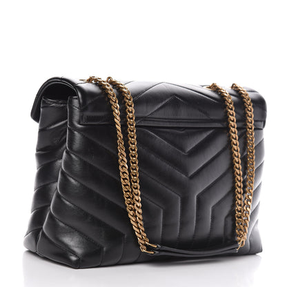 Saint Laurent Calfskin Y Quilted Monogram Medium Loulou Chain Satchel Black 3 of 11
