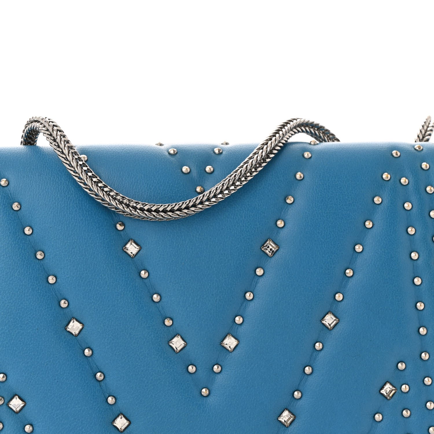 MCM Lambskin Diamond Disco Flap Crossbody Bag Blue 8 of 12
