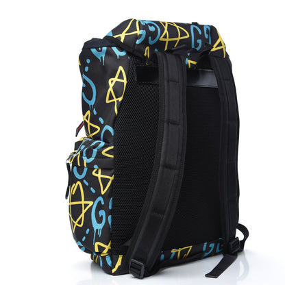 Gucci Techno Canvas GucciGhost Double Buckle Backpack Black New Acquamarine 2 of 9