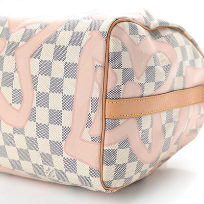 Louis Vuitton Damier Azur Tahitienne Speedy Bandouliere 30 Rose Ballerine 7 of 9
