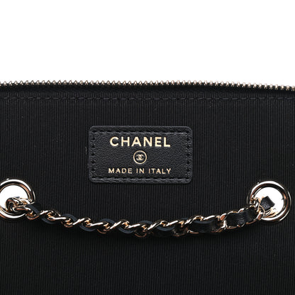 Chanel Goatskin Camellia Embossed Quilted Small Vanity Case With Chain Black 6 of 10