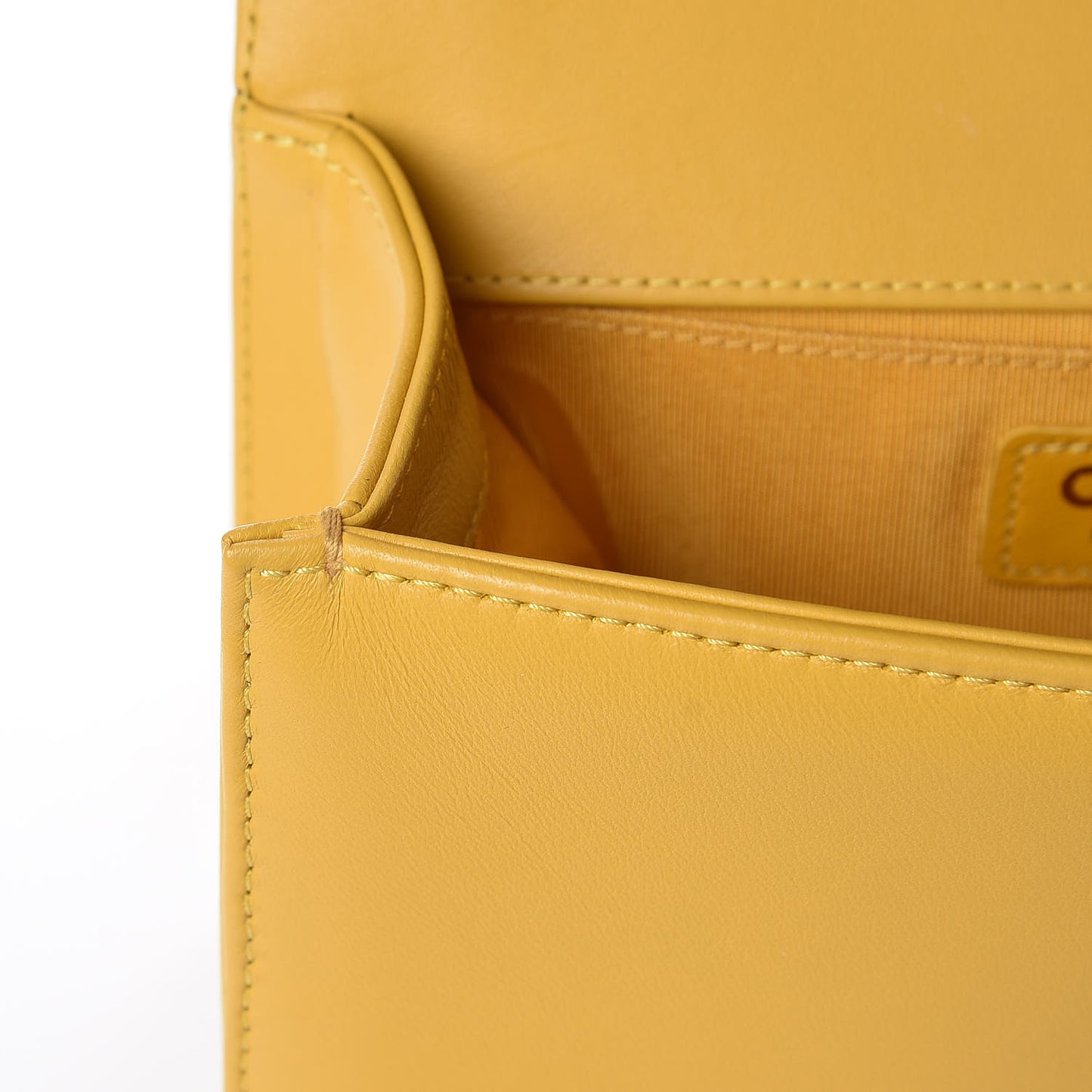 Lambskin Quilted Small Boy Flap Yellow