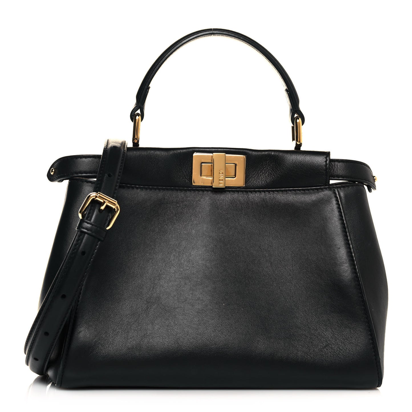 Nappa Stacked Bar Mini Peekaboo Iconic Satchel Black