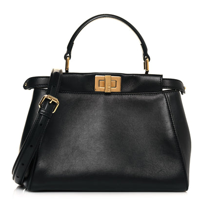 Fendi Nappa Stacked Bar Mini Peekaboo Iconic Satchel Black 1 of 12