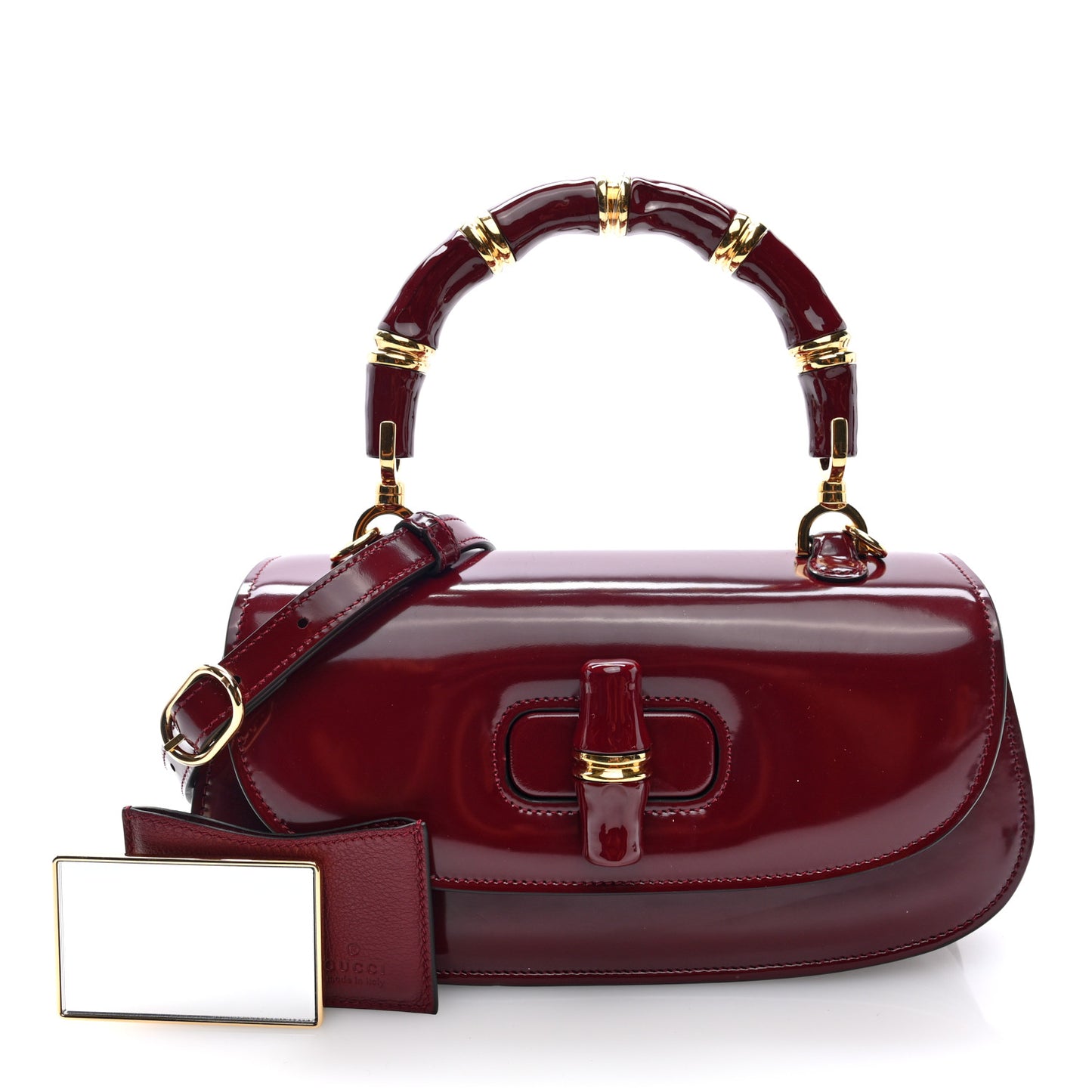 Shiny Polished Calfskin Medium Bamboo Diva Rosso Ancora Red