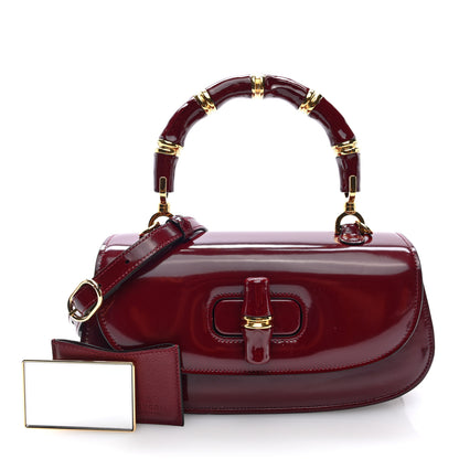 Gucci Shiny Polished Calfskin Medium Bamboo Diva Rosso Ancora Red 3 of 10