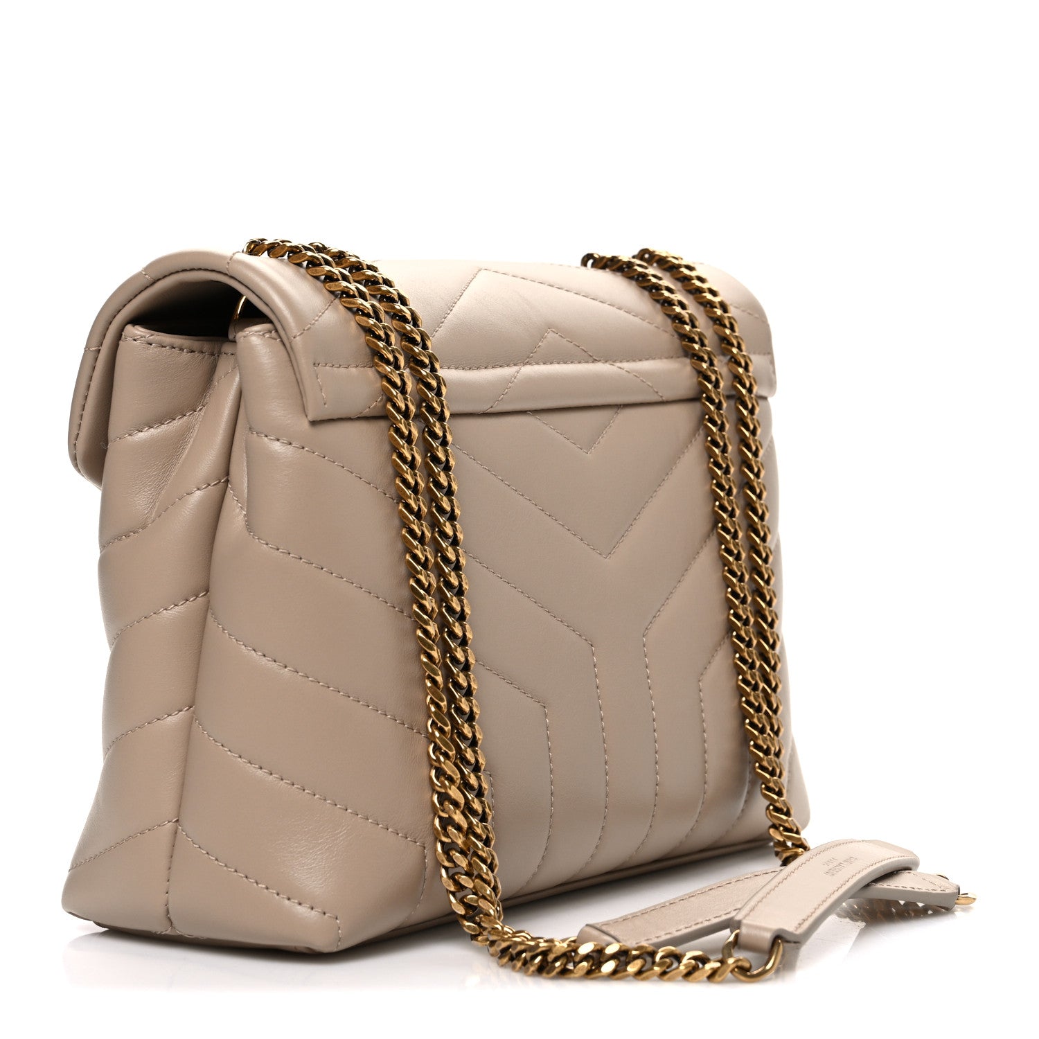 Saint Laurent Calfskin Y Quilted Monogram Small Loulou Chain Satchel Dark Beige 3 of 10