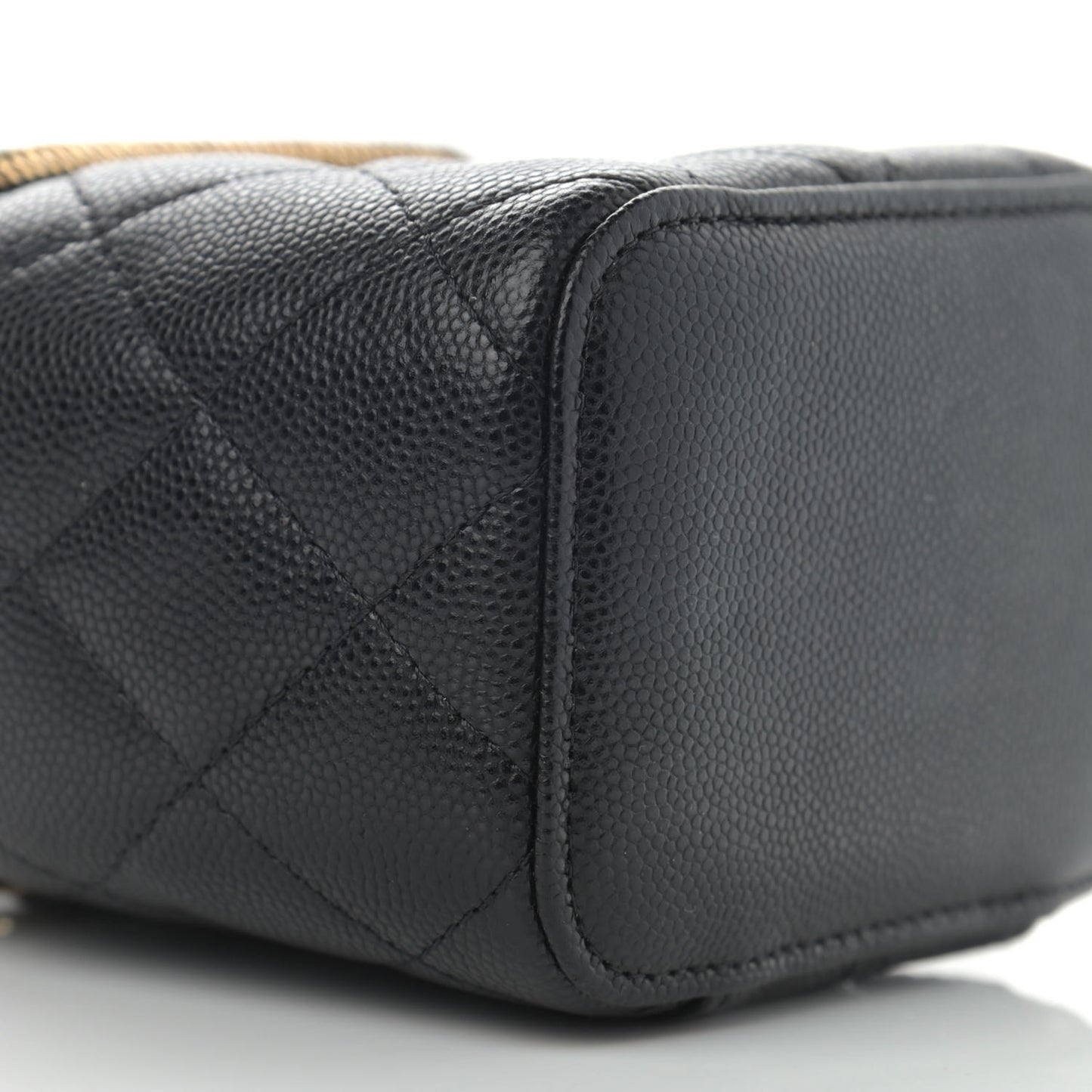 Caviar Quilted Mini Vanity Case With Chain Black