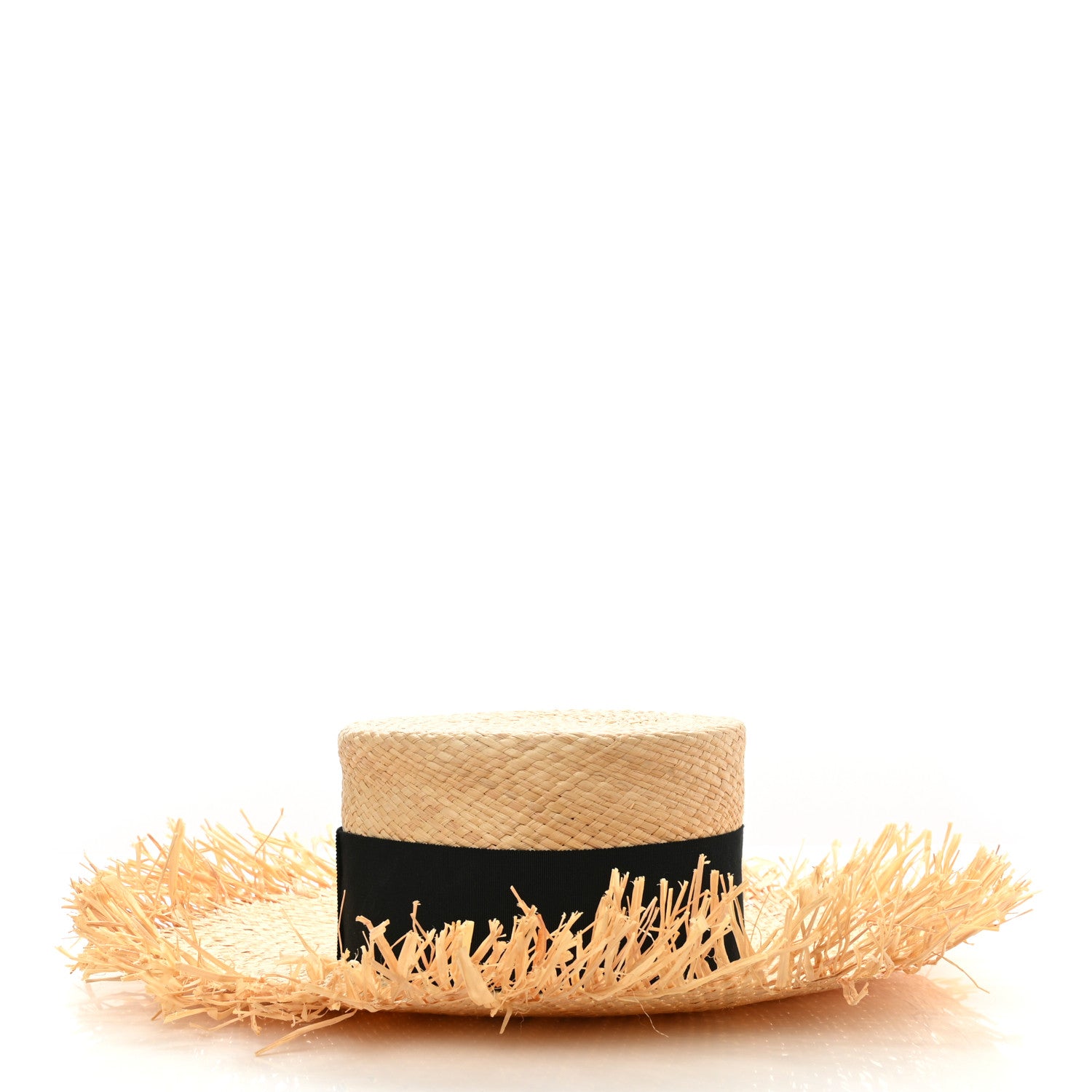 Chanel Raffia Wide Brimmed Hat L Beige Black 5 of 9